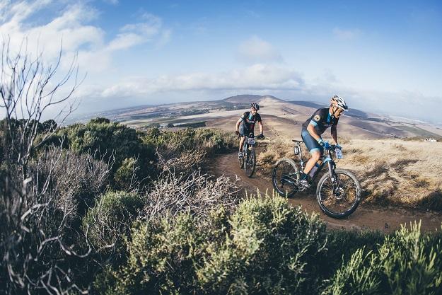 Hans Jensen and Timothy Blegenhout ride together (Mark Sampson/Cape Epic/Sportzpics)
