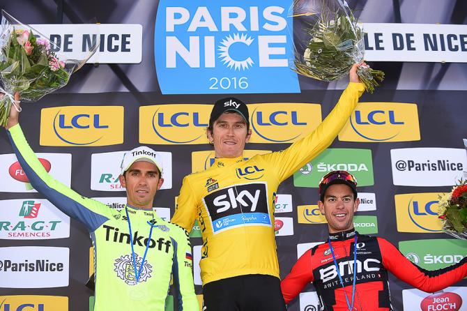 Contador, Thomas и Porte на финальном подиуме(Tim de Waele/TDWSport.com)