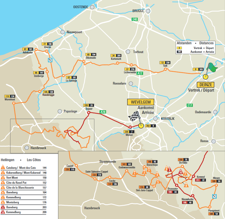 Гент - Вевельгем 2016 маршрут