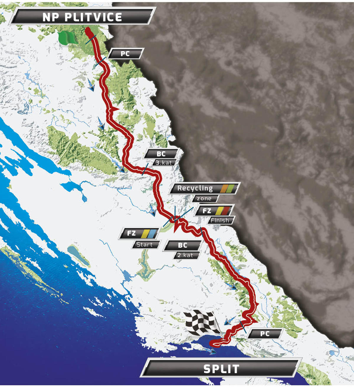 Карта маршрута 2 этапа Тура Хорватии 2016