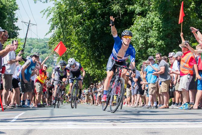 US National Criterium Champion Brad Huff (Rally Cycling) wins the final stage in Stillwater (фото: Matthew Moses/Moses Images)