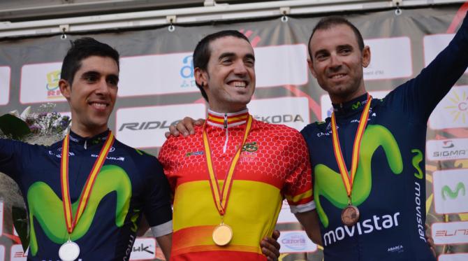 Велогонщики Movistar заняли весь пьедестал почёта (фото: Team Movistar)