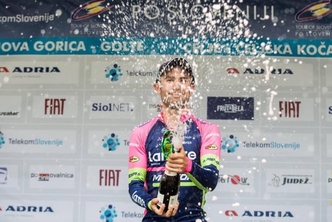 Диего Улисси (Lampre - Merida) празднует свою победу в гонке на время (фото: SPORTIDA/Tour of Slovenia)