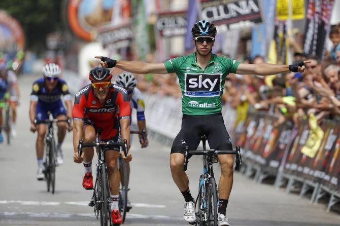 Данни Ван Поппель (Team Sky) празднует победу на этапе (фото: Bettini Photo)