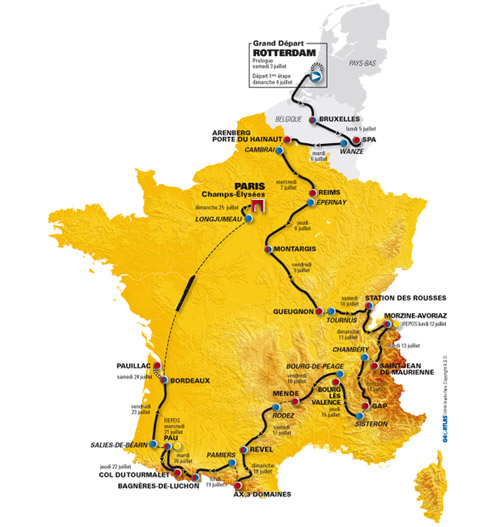 Маршрут  Тур де Франс 2010
