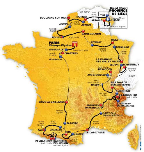 Тур де Франс/Tour de France 2012 список этапов