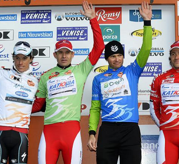 Sylvain-Chavanel-OmegaPharma-QuickStep-Alexander-Kristoff-Katusha-Koen-Barbe-Landbouwkrediet-Euphony-Marco-Haller-Katusha-1 Успех Катюши на Три дня Де Панне 2013