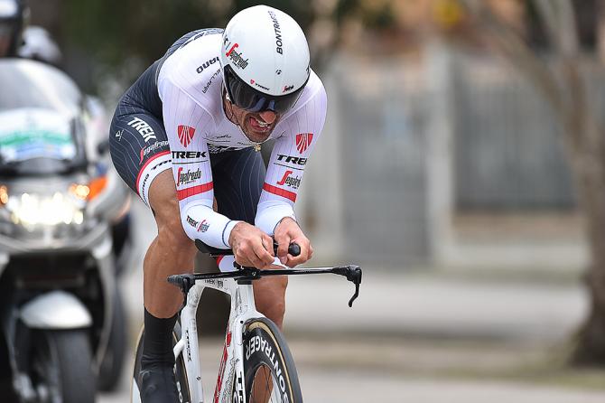Fabian Cancellara (Trek Segafredo) on his way to winning the final time trial at Tirreno-Adriatico (Tim de Waele/TDWSport.com)