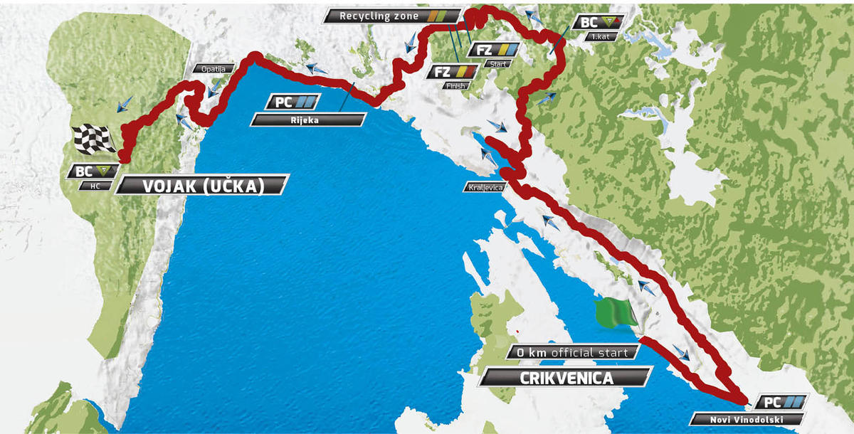 Карта маршрута 4 этапа Тура Хорватии 2016